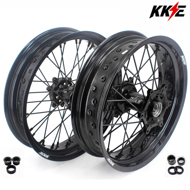 3.5*16.5“/5.0*17" fit Honda CRF250R 04 - 13 CRF50R 02 - 12 -- KKE Supermoto Racing Wheels Set CNC Hubs (Silver, Black, Blue, Red, Gold, Green)