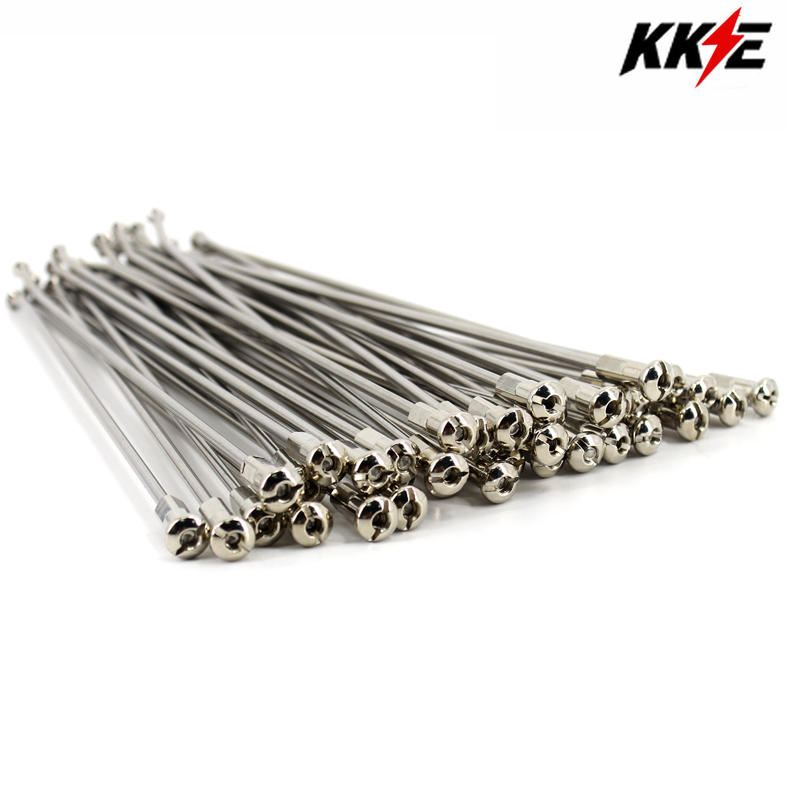KKE Silver Stainless Steel Spokes Kit + Spoke Nipples ( /Nuts) for Dirt Bike / Off-Road Spoke Wheels