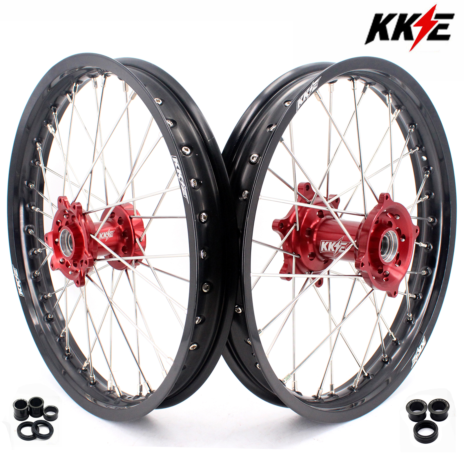 19" /19" Rims fit Honda CRF250R 04 - 13 CRF50R 02 - 12 - KKE Flat Track Wheels Wheels Set CNC Hubs (Silver, Black, Blue, Red, Gold,Purple)