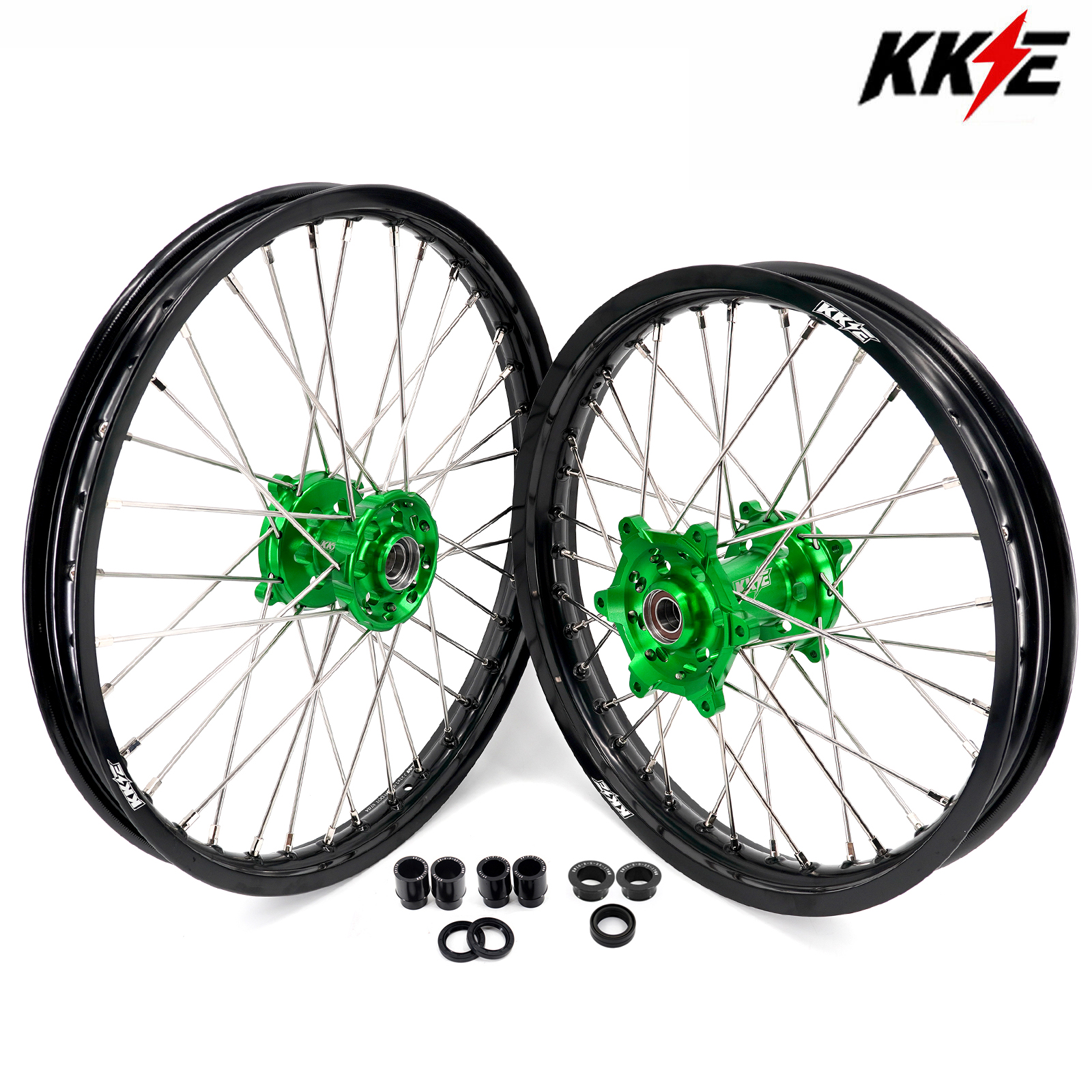 19" /19" Rims fit Kawasaki KX250 KX450X 2022 - 2026, KX450 2019- 2026 - KKE Flat Track Wheels Wheels Set CNC Hubs (Silver, Black, Blue, Red, Gold,Purple)