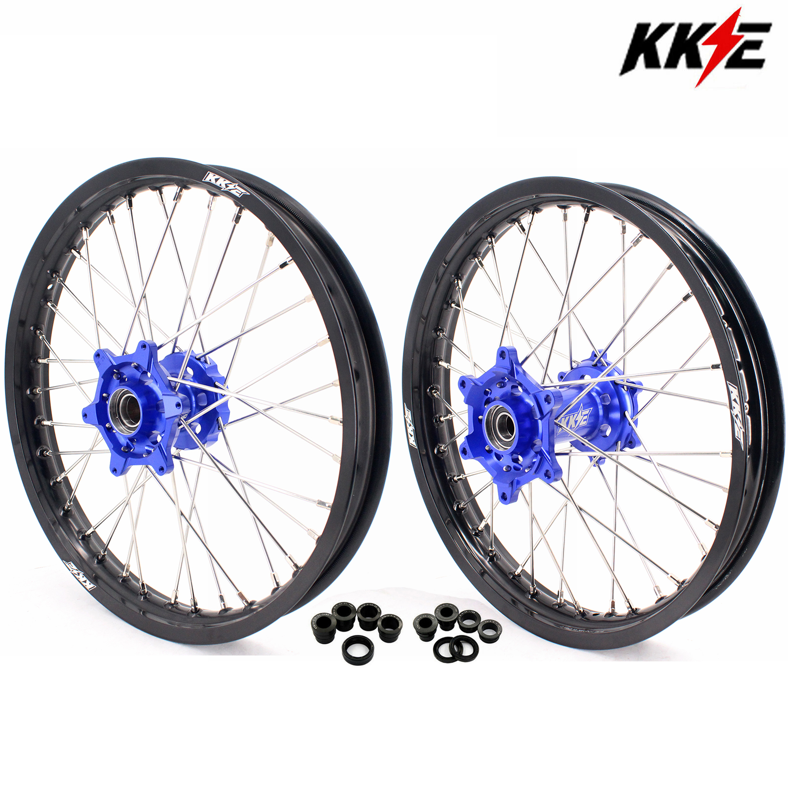 19" /19" Rims for KTM 125-530CC- KKE Flat Track Wheels for KTM 125-530CC XCW EXC EXCW 2000-2026 / Husqvarna TE TC FE FC 125cc-501cc 2014-2026 CNC Hubs (Silver, Black, Blue, Red, Gold,Purple)