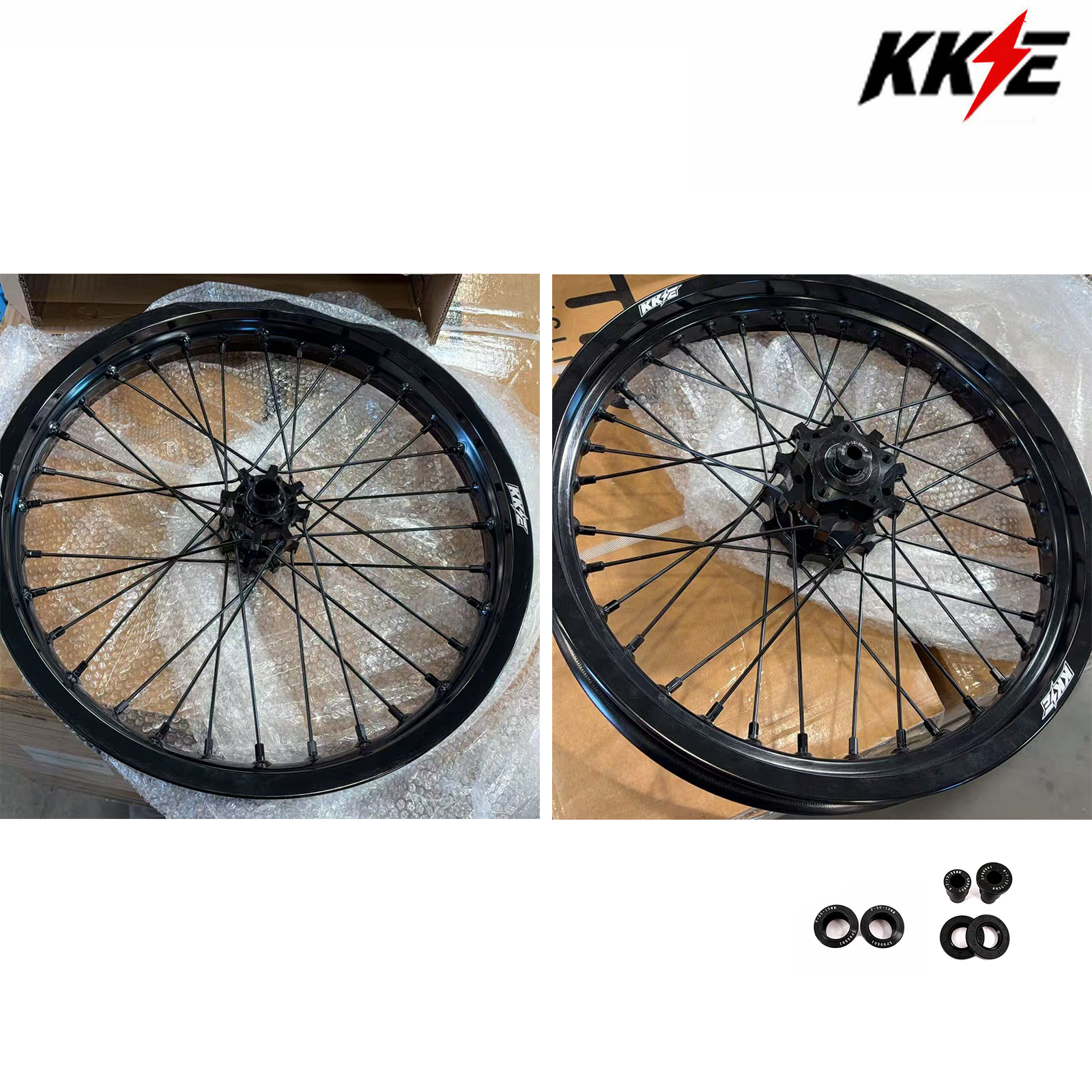 Returned Wheels for Surron Light Bee X 2019-2025 -- KKE 2.15*17"/2.5*17' Spoked E-Bike Wheels Rim CNC Black Hubs
