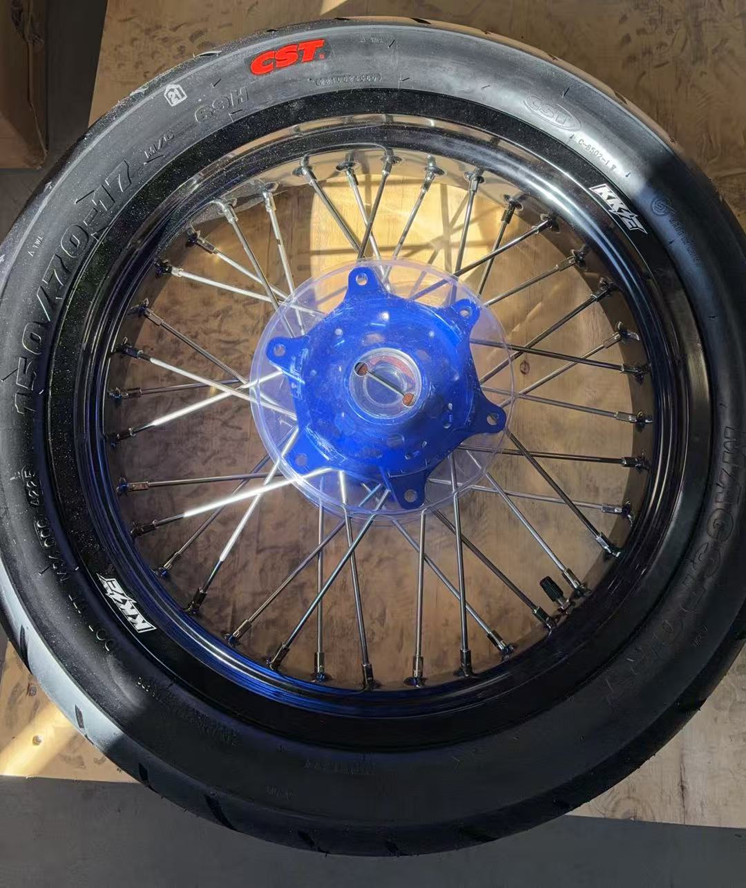 Returned Wheels fit KTM EXC SX XC 2003-2026 / Husqvarna TC TE FC FE 125-501CC 2014-2026  -- KKE 3.5/4.25 Motorcycle Supermoto Wheels with CST Tire CNC Blue Hubs