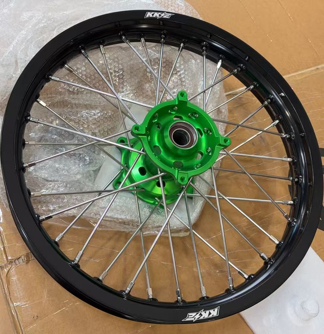 Returned Wheels - KKE 21/18 Dirt Bike Wheels Rims fit Kawasaki KX250F KX450F 2006-2021/ KX250X KX450X KX250 KX450 2019 - 2026 CNC Green Hub