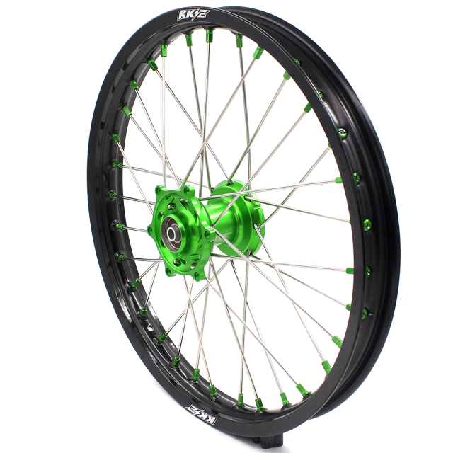 KKE19/16 Kid's Dirt Bike Big Wheels for Kawasaki KX80 93-2000/ KX85 2000-2025/ KX100 KX112 Green Nipple
