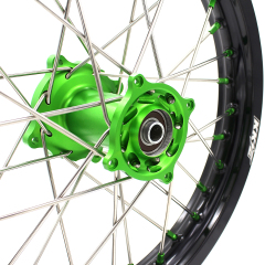 KKE19/16 Kid's Dirt Bike Big Wheels for Kawasaki KX80 93-2000/ KX85 2000-2025/ KX100 KX112 Green Nipple