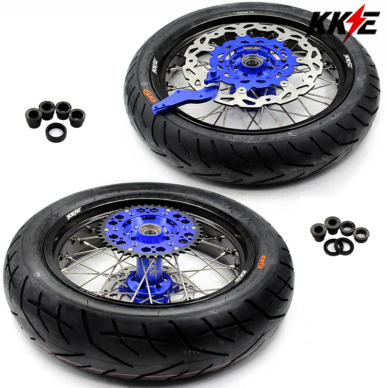 Returned Wheels fit KTM EXC SX XC 2003-2026 / Husqvarna TC TE FC FE 125-501CC 2014-2026  -- KKE 3.5/4.25 Motorcycle Supermoto Wheels with CST Tire CNC Blue Hubs