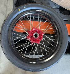 Used Wheels for CRF250R 2004-2013 CRF450R 2002-2012 -- KKE 3.5/4.25 Complete Supermoto Wheels with CST Tire for Honda CNC Red Hubs