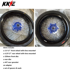 Returned Wheels fit KTM EXC SX XC 2003-2026 Husqvarna  TE / TC / FE / FC / FX   2014-2026 -- KKE 3.5/4.25 Motorcycle Supermoto Wheels with CST Tire CNC Blue Hub