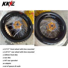 Returned Wheels fit SUZUKI DRZ400 DRZ400E DRZ400S -- KKE 3.5/4.25*17 Supermoto Wheels Rims Set  with CST Tire Gold Hub