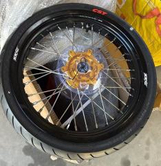 Returned Wheels fit SUZUKI DRZ400 DRZ400E DRZ400S -- KKE 3.5/4.25*17 Supermoto Wheels Rims Set  with CST Tire Gold Hub