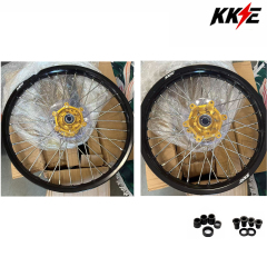Returned Wheels fit SUZUKI RM125 RM250 1996-2008 --- KKE 21/19 Dirt bike MX Motorcycle Wheels Rims Set CNC Gold Hubs