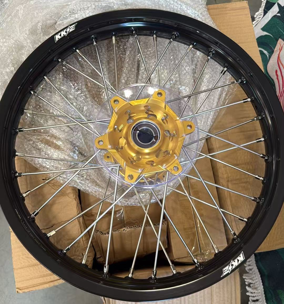 Returned Wheels fit SUZUKI RM125 RM250 1996-2008 --- KKE 21/19 Dirt bike MX Motorcycle Wheels Rims Set CNC Gold Hubs