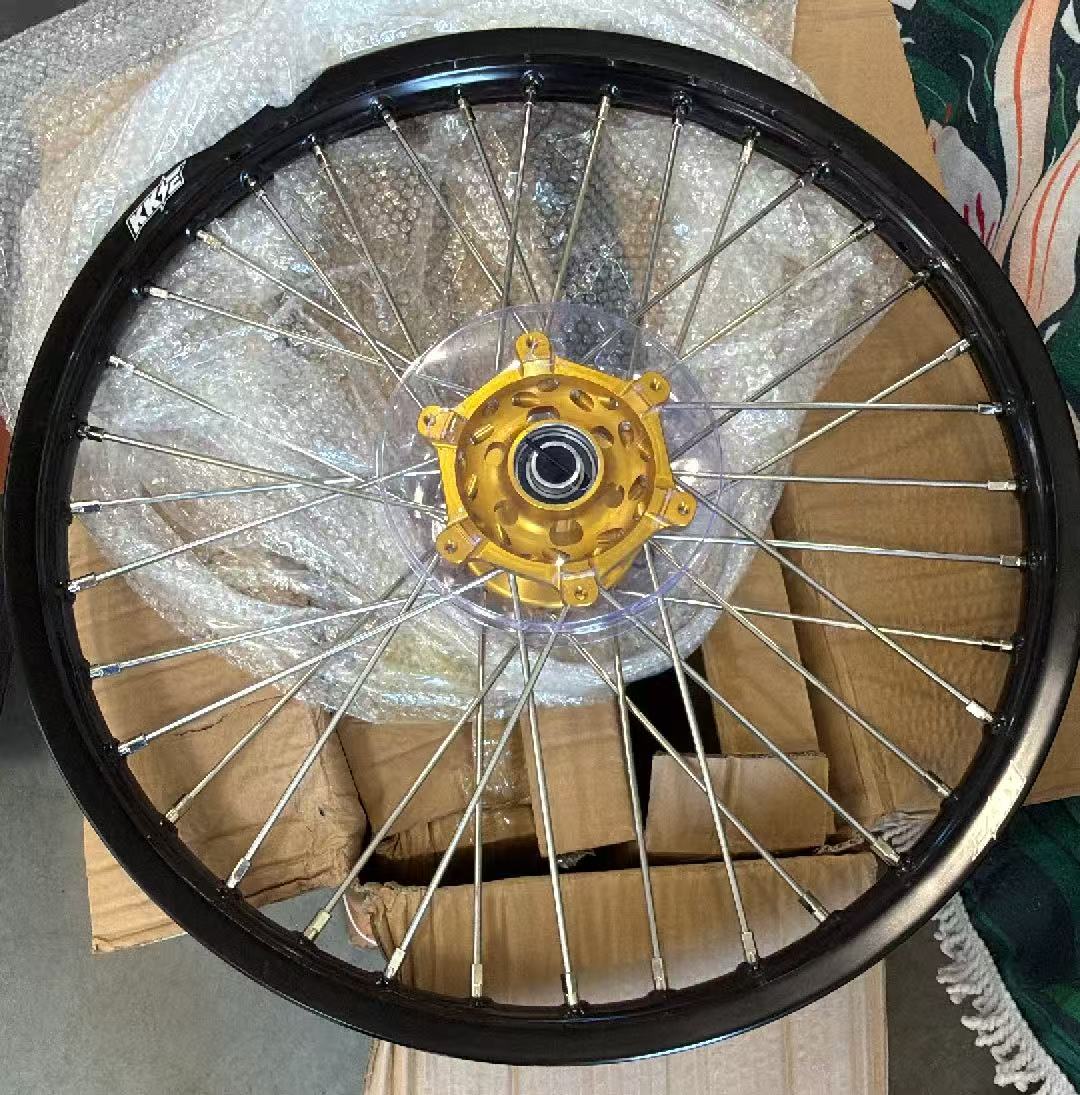 Returned Wheels fit SUZUKI RM125 RM250 1996-2008 --- KKE 21/19 Dirt bike MX Motorcycle Wheels Rims Set CNC Gold Hubs