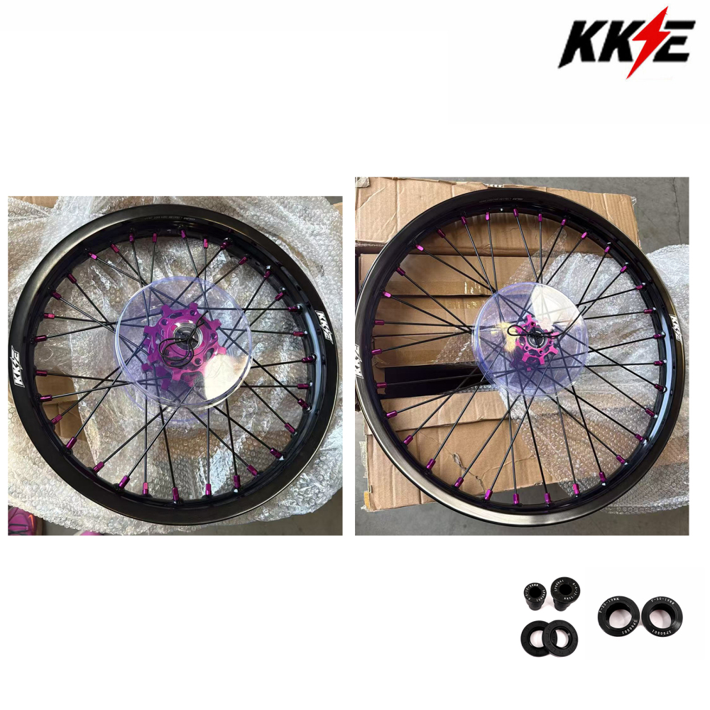 Returned Wheels for Surron Light Bee-X 2019-2025 -- KKE 1.6*19" & 1.85*16" Electric Dirt Bike Wheels Rim E-Bike CNC Purple Hubs
