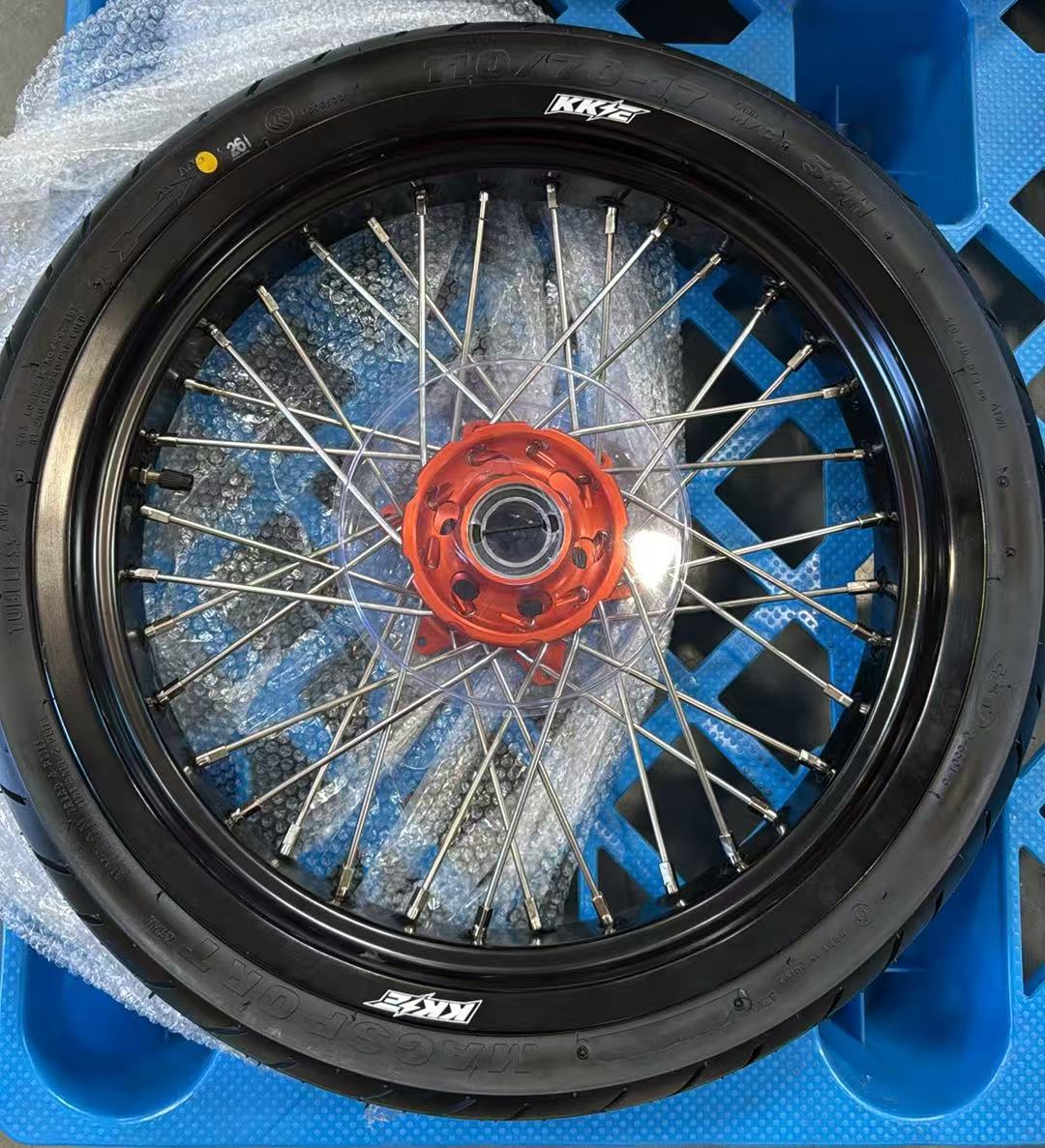 Returned Wheels fit KTM EXC SX XC 2003-2026 Husqvarna  TE / TC / FE / FC / FX   2014-2026 -- KKE 3.5/4.25 Motorcycle Supermoto Wheels with CST Tire CNC Orange Hub
