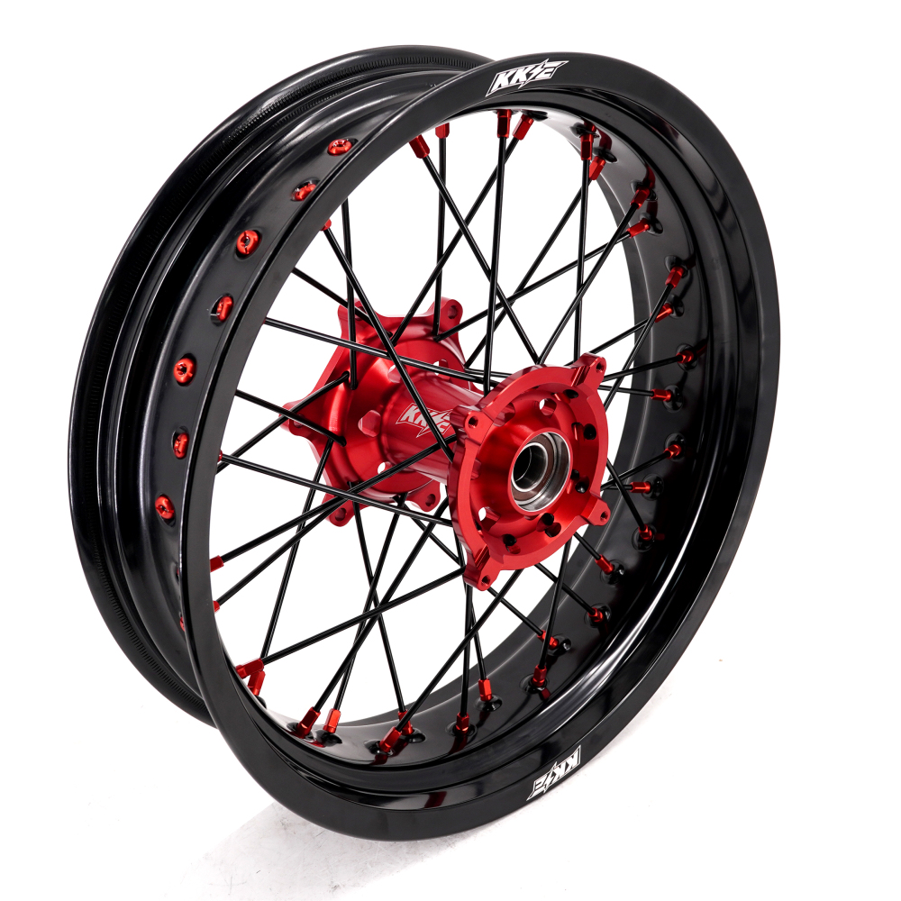 3.5*17“/4.25*17" fit Honda CRF250R 2004-2013 CRF450R 2002-2012 CR125R CR250R 2004- 2007 -- KKE Supermoto Motard Front & Rear Wheels CNC Hubs Opitons Silver, Black, Blue, Red, Gold,Purple Hubs