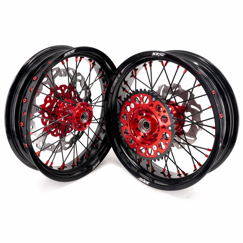3.5*17“/4.25*17" fit Honda XR650L 1993 - 2025 -- KKE Supermoto Motard Wheels Set CNC Hubs Opitons Silver, Black, Blue, Red, Gold,Purple Hubs)
