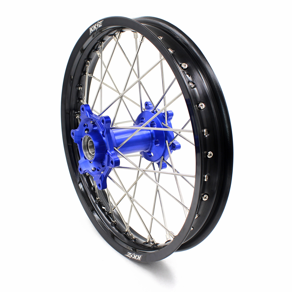for WR250R - KKE 21/18 Dirt Bike Wheels fit Yamaha WR250R 2008 - 2020 CNC Blue Hub / Silver Nipples