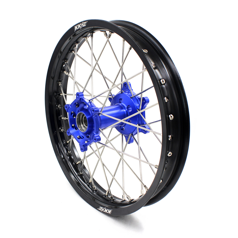 for WR250R - KKE 21/18 Dirt Bike Wheels fit Yamaha WR250R 2008 - 2020 CNC Blue Hub / Silver Nipples