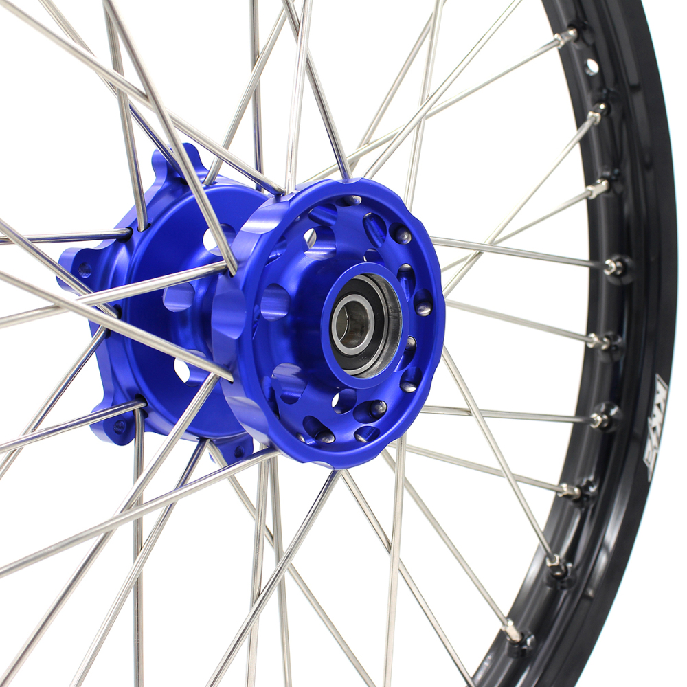 for WR250R - KKE 21/18 Dirt Bike Wheels fit Yamaha WR250R 2008 - 2020 CNC Blue Hub / Silver Nipples