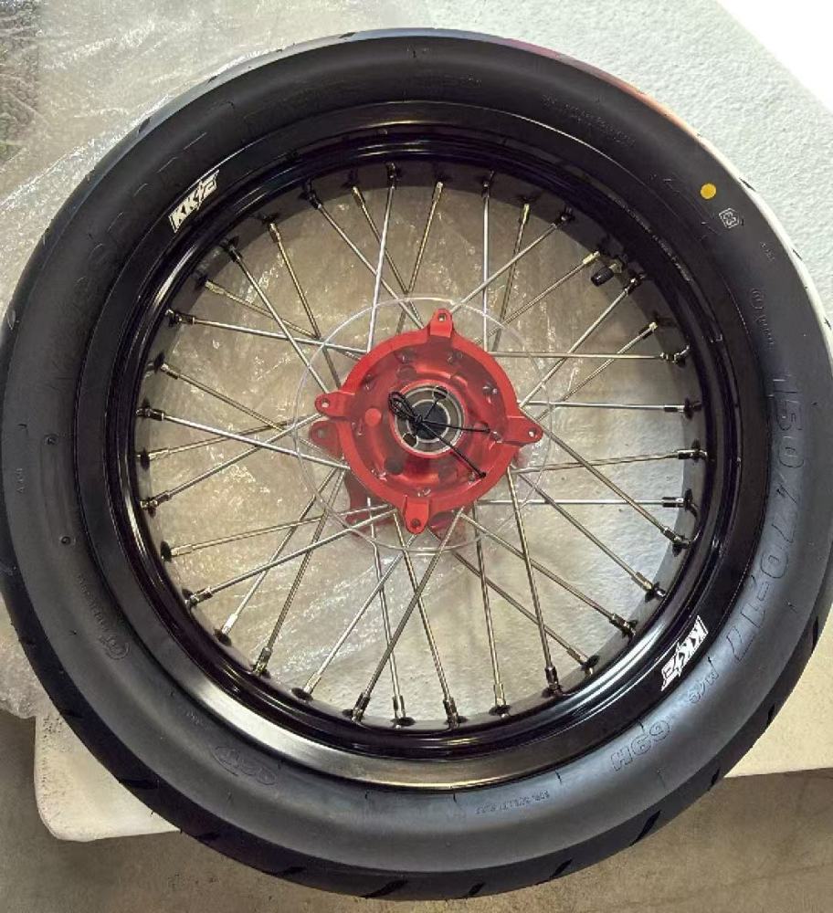New-Other Wheels for Honda XR650L 1993-2024 -- KKE Supermoto Wheels with CST Tires Mounted 3.5*17"/4.25*17 Rims
