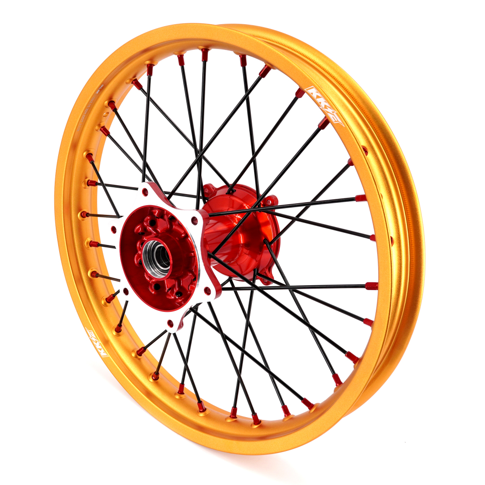 for Honda CRF250R 2004-2013 CRF450R 02-12 -- KKE Cast Dirt Bike Wheels Rims Set Gold Rims Red Cast Hub