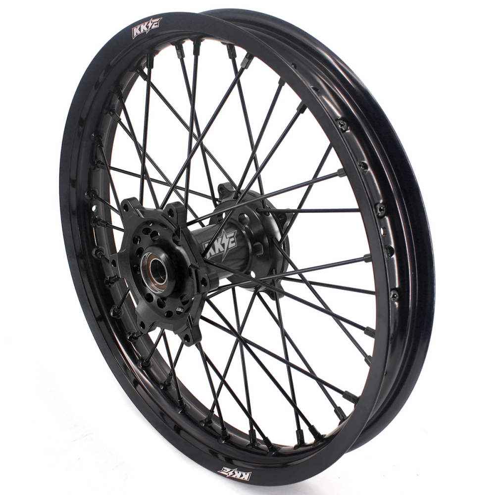 KKE 21/19 Dirt Bike Rims Wheels for Kawasaki KX125 KX250 1993-2002 Black Spokes/ Black Hubs