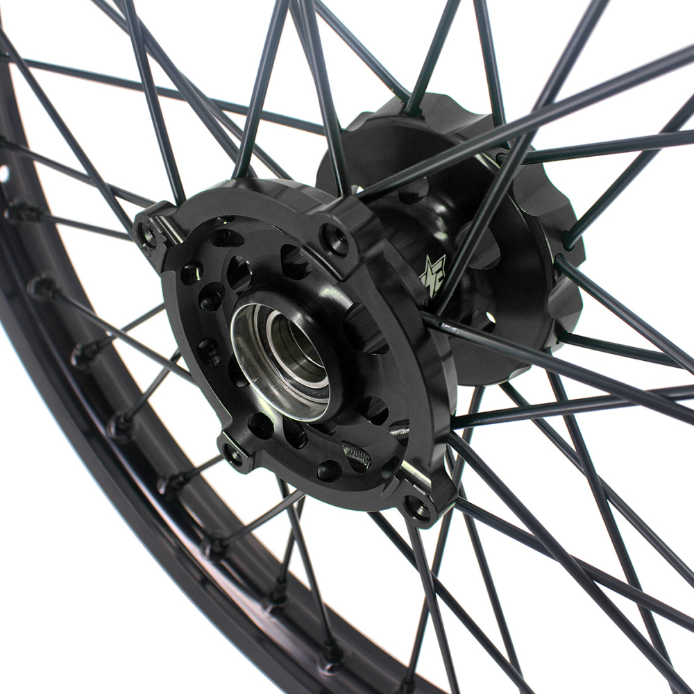 KKE 21/19 Dirt Bike Rims Wheels for Kawasaki KX125 KX250 1993-2002 Black Spokes/ Black Hubs
