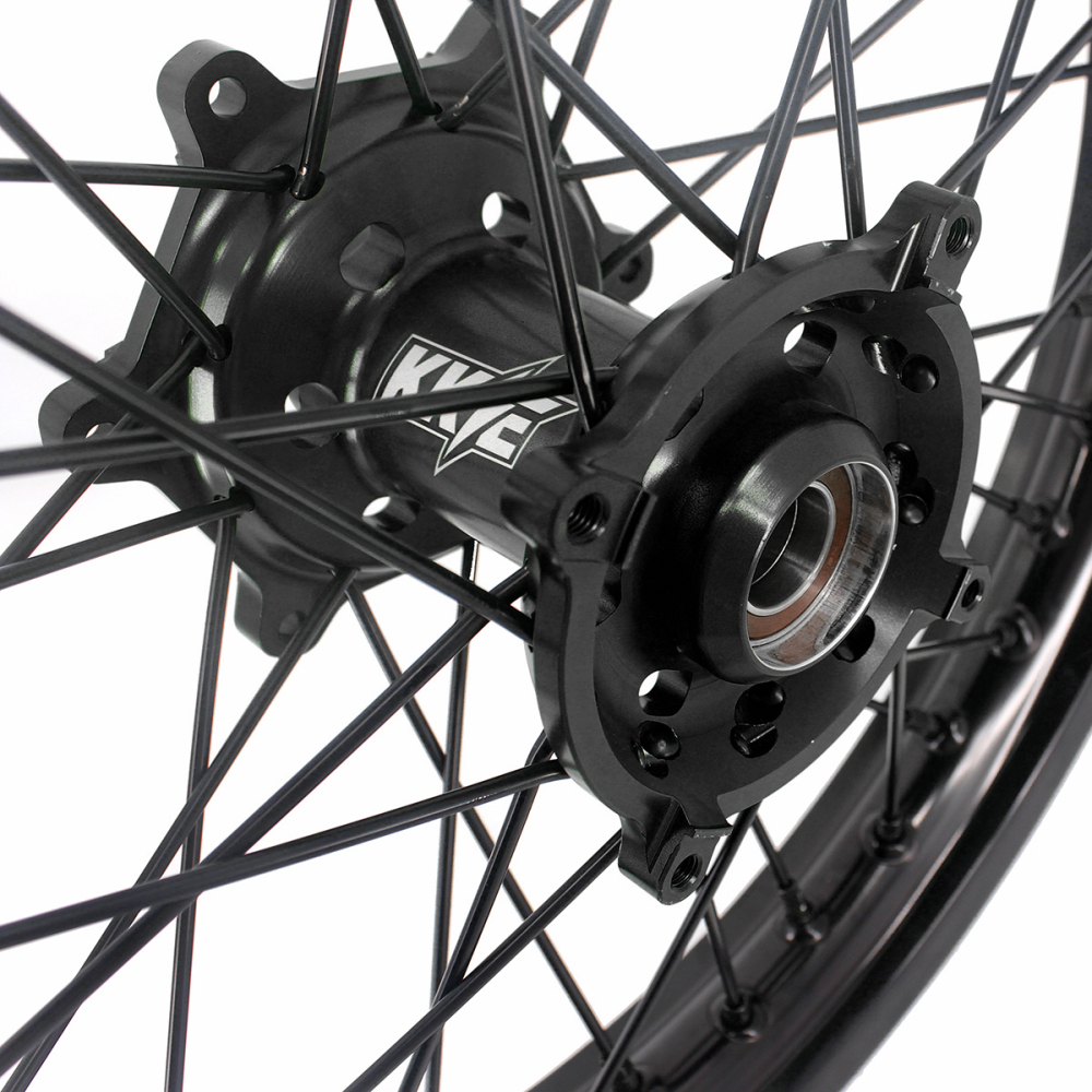 KKE 21/19 Dirt Bike Rims Wheels for Kawasaki KX125 KX250 1993-2002 Black Spokes/ Black Hubs