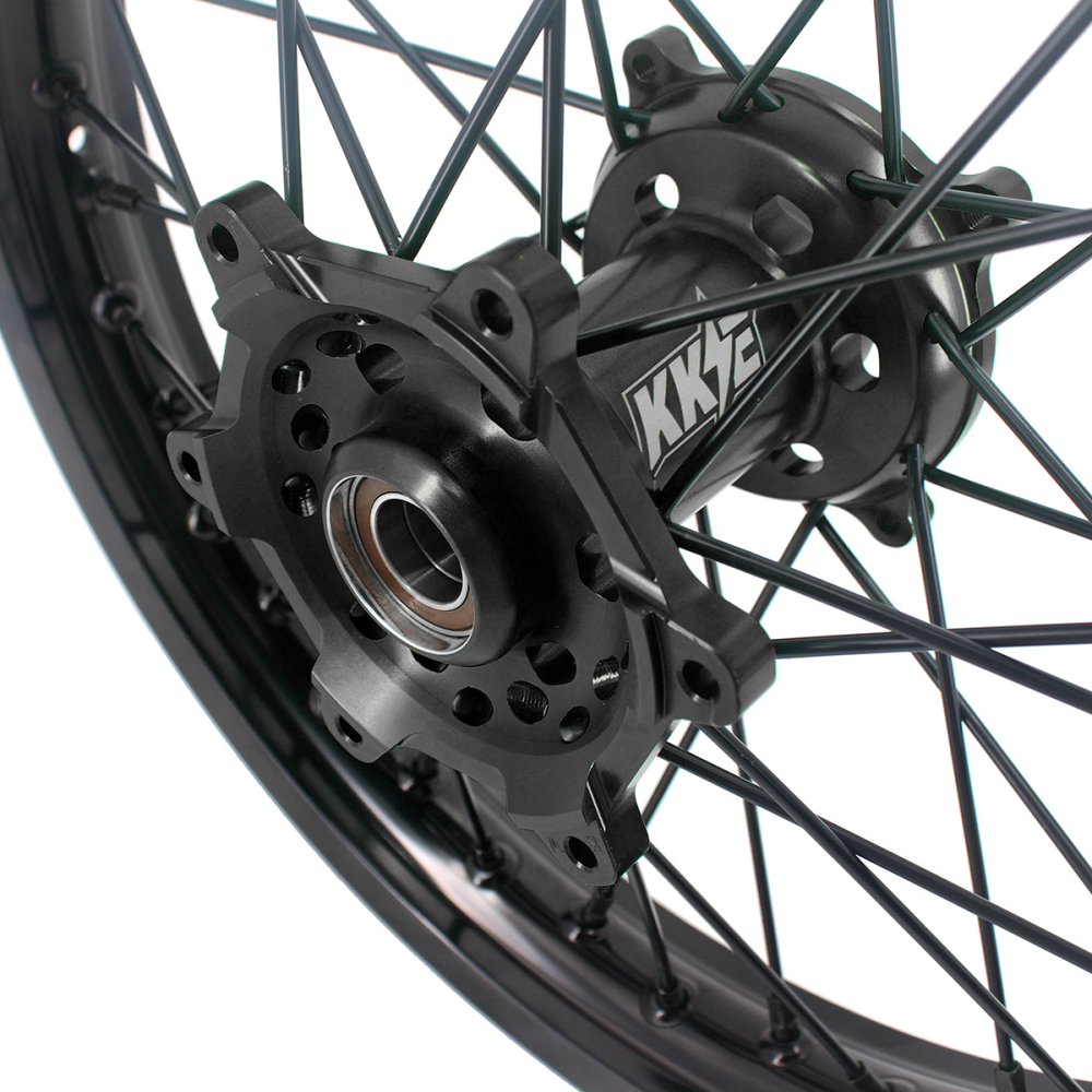 KKE 21/19 Dirt Bike Rims Wheels for Kawasaki KX125 KX250 1993-2002 Black Spokes/ Black Hubs