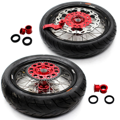 KKE 3.5/4.25*17 Supermoto Wheels Set With CST Tire Fit HONDA XR400R 1996-2004 XR600R 1993-2000 in Red