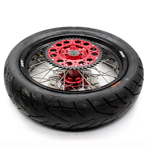 KKE 3.5/4.25*17 Supermoto Wheels Set With CST Tire Fit HONDA XR400R 1996-2004 XR600R 1993-2000 in Red