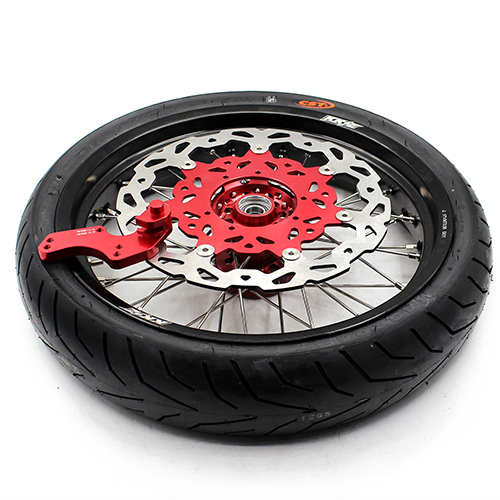 KKE 3.5/4.25*17 Supermoto Wheels Set With CST Tire Fit HONDA XR400R 1996-2004 XR600R 1993-2000 in Red