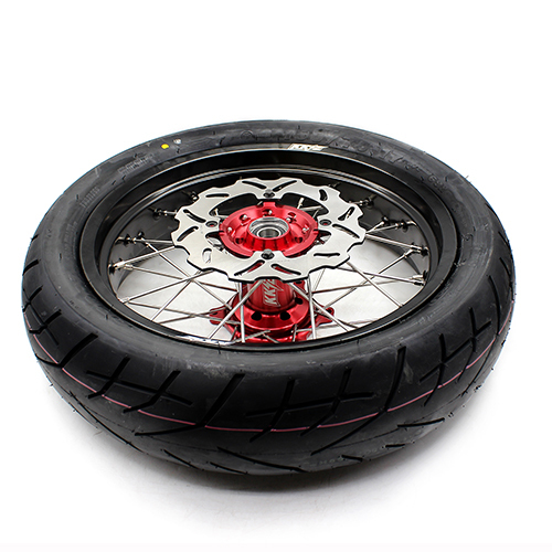 KKE 3.5/4.25*17 Supermoto Wheels Set With CST Tire Fit HONDA XR400R 1996-2004 XR600R 1993-2000 in Red