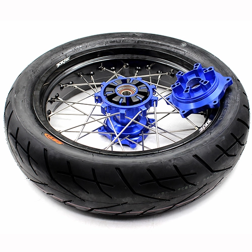 KKE 3.5/4.25*17 Supermoto Wheels Set With CST Tire Fit SUZUKI DR650SE 1996-2021 With Blue Cush Hub
