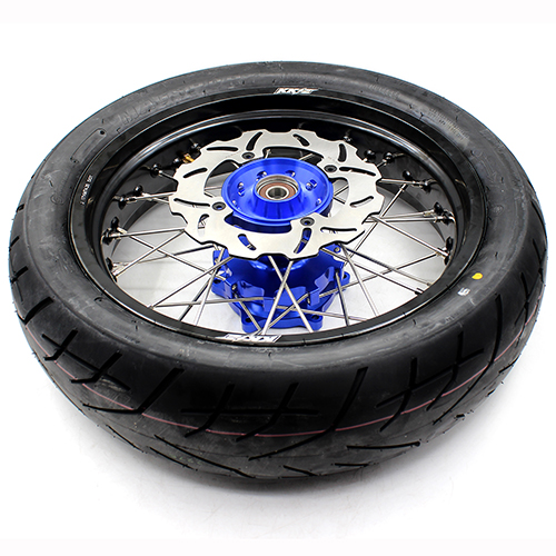 KKE 3.5/4.25*17 Supermoto Motorcycle Wheels Rims Set with CST Tire Fit SUZUKI DR650SE 1996-2024 With Blue Cush Hub