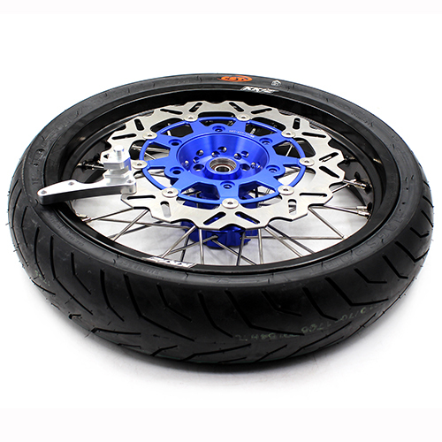 KKE 3.5/4.25*17 Supermoto Wheels Set With CST Tire Fit SUZUKI DR650SE 1996-2021 With Blue Cush Hub