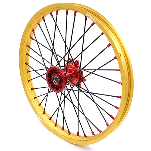 KKE 21/19 MX Casting Wheels Set Fit HONDA CRF250R 2004-2013 CRF450R 2002-2012 Gold Rims Red hub