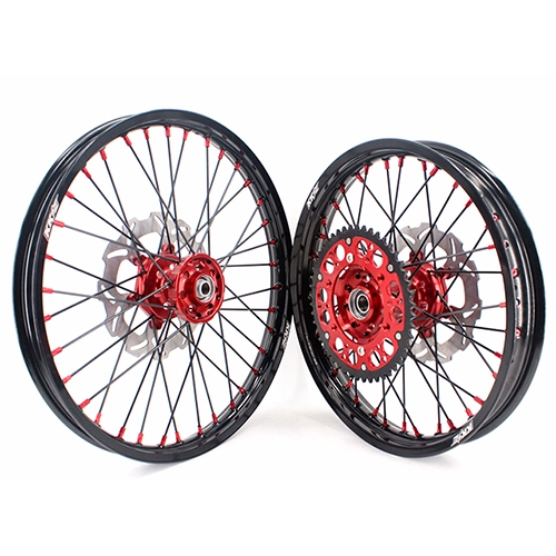 KKE 21/19 Fit SUZUKI RM125 RM250 2001-2008 Dirtbike MX Wheels Rims Set Red/Black