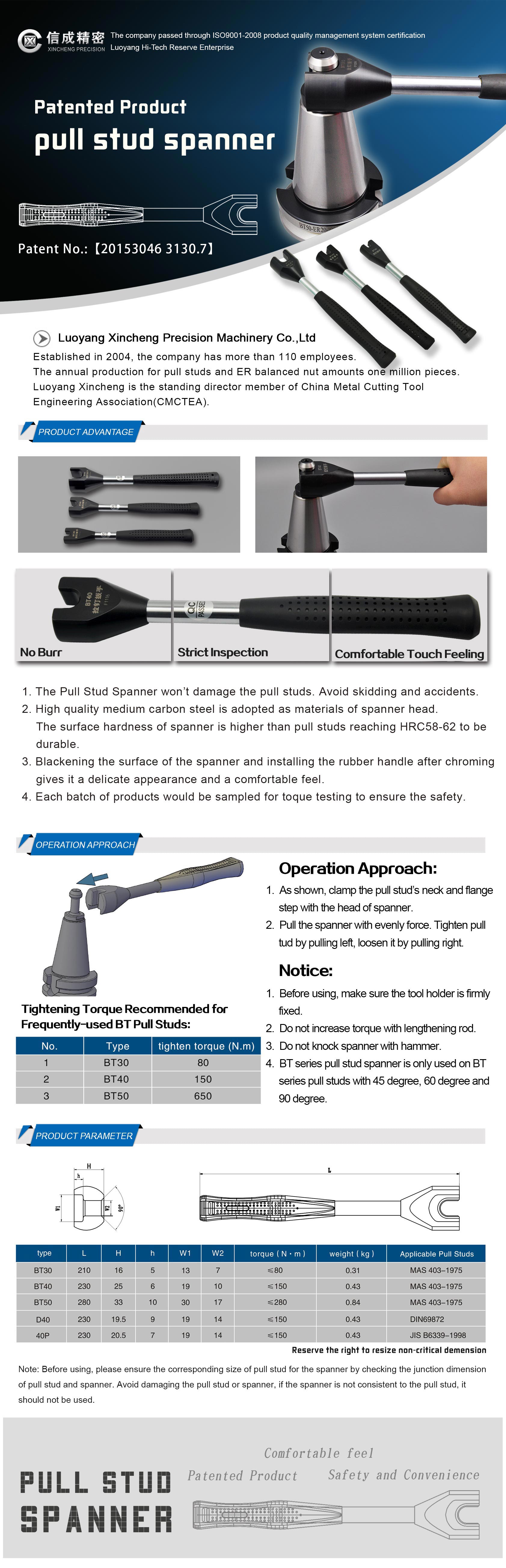 Manufacturer Direct D40 Pull Stud Spanner DIN69872 