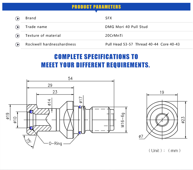 JIS standard DMG Mori PMO40MG Dual O-Ring Pull Studs High Accuracy