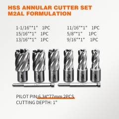 M2AL HSS Annular Cutter Set, 3/4 Weldon Shank