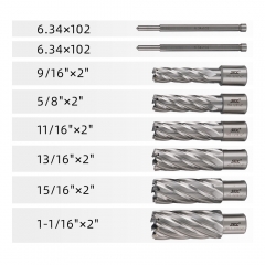 M2AL HSS Annular Cutter Set, 3/4 Weldon Shank