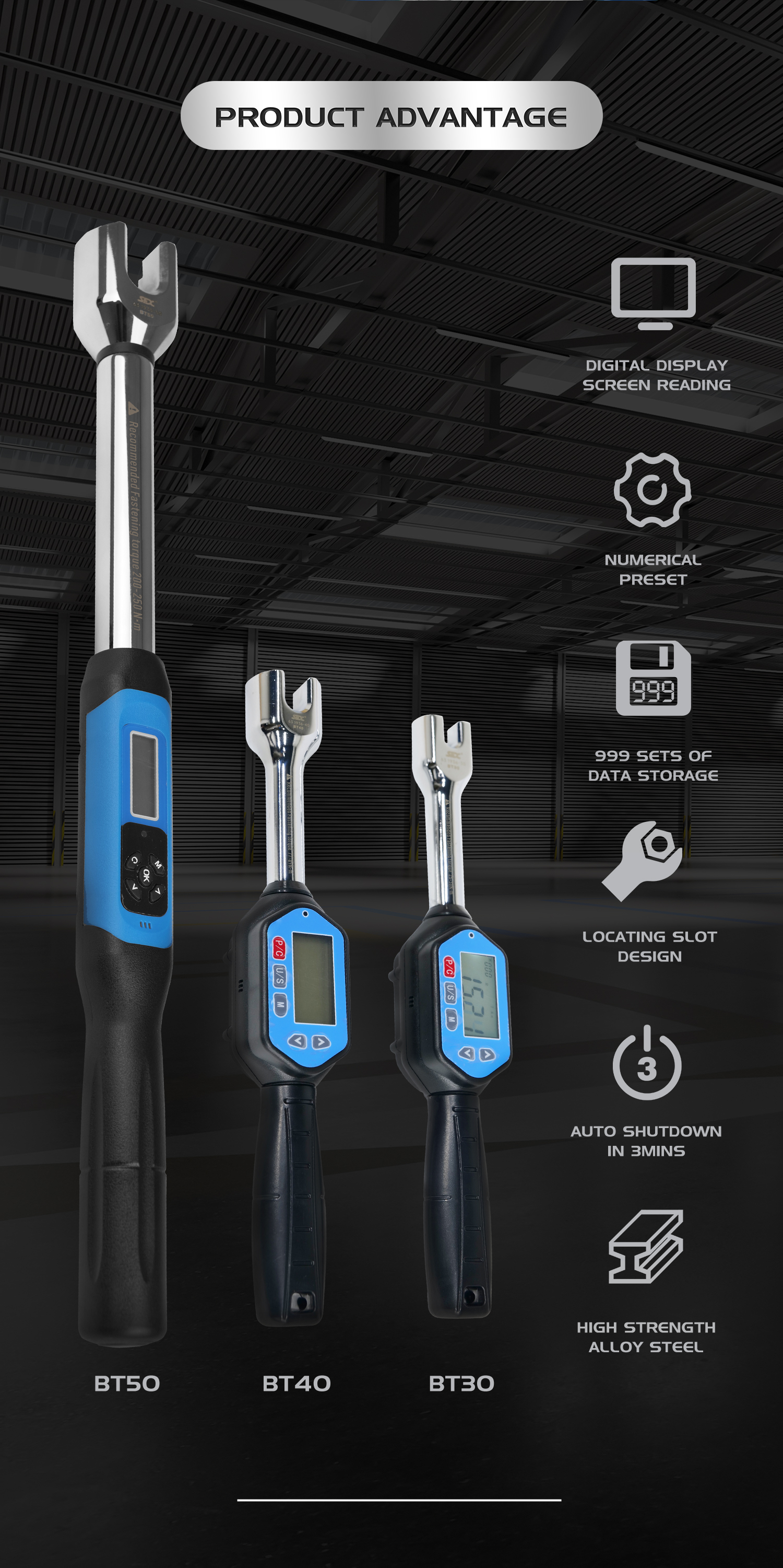 digital torque wrench for BT30 BT40 BT50 pull studs