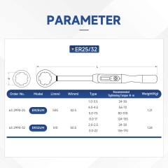 ER25 Collet Nuts Torque Wrenches Digital LCD Display Achieve High Precision Torque