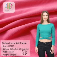 CK8123 Wholesale 95% Cotton 5%Spandex Knit Fabric 220gsm MOQ 25KG as a roll