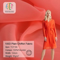 TCF180 Wholesale Plain 100D18T Chiffon Fabric 85gsm, MOQ100m