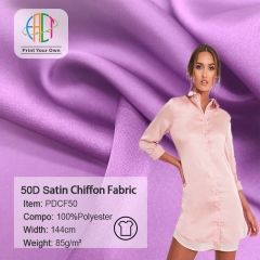 PDCF50 Wholesale Satin Chiffon Fabric 85gsm MOQ 50m