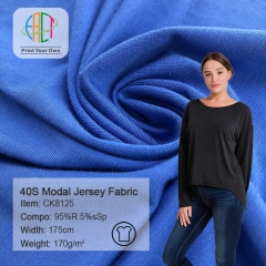 CK8125 Wholesale 95%Rayon 5%Spandex 40S Modal Jersey Fabric 170gsm MOQ 25KG as a roll